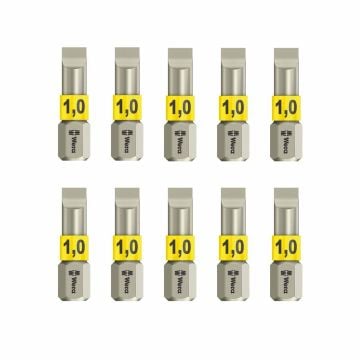 Wera 3800/1 TS Slotted 25x5.5 mm Torsion Stainless Steel Insert Bits x10 Pcs 071001