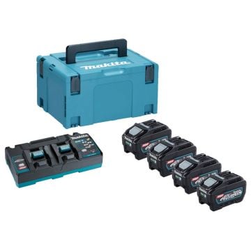 Makita 191U48-0 40v Max XGT Power Source Kit Inc 4x 5.0Ah Batts, 1x DC40RB Twin Charger & Makpac Carry Case