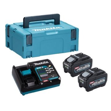 Makita 191V42-8 40v Max XGT Power Source Kit Inc 2x 5.0Ah Batts, 1x DC40RA Charger & Makpac Carry Case