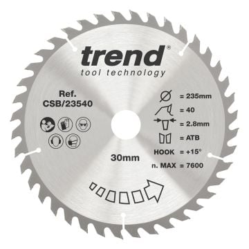 Trend CSB/23540 Wood Circular Saw Blade 235mm x 30mm x 40T