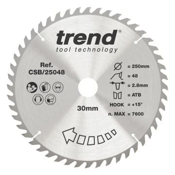 Trend CSB/25048 Wood Circular Saw Blade 250mm x 30mm x 48T