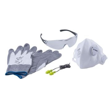 Bosch Work Safety Kit inc Gloves, Glasses, Ear Plugs & Fine Dust Mask 2607017183
