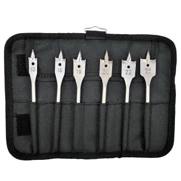 Bosch Self Cut Flat Wood Drill Bit Wrap 6 Pc Set 2608587793