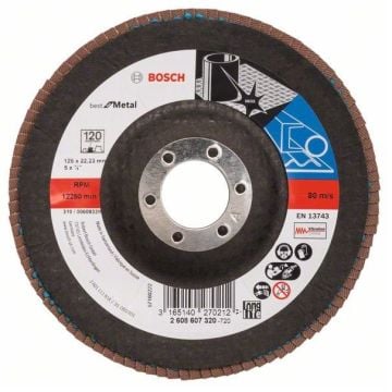 Bosch 120 Grit Flap Disc X571 Best for Metal Grinding 125mm 2608607320