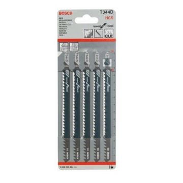 Bosch T344D Jigsaw Blades HCS Speed for Wood Pack of 5 2608633A34