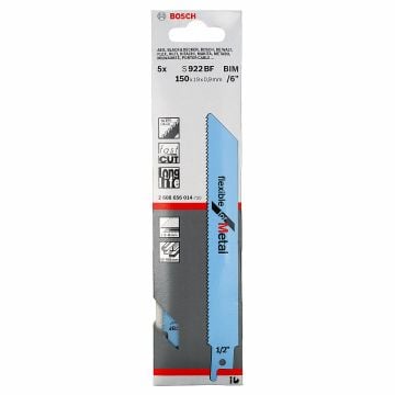 Bosch S922BF BIM 150mm Reciprocating Saw Blades Flexible for Metal x5 2608656014