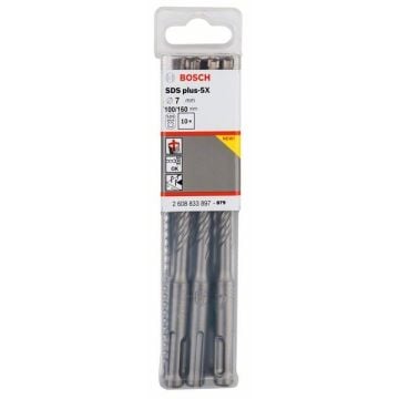 Bosch SDS-plus-5X Hammer Drill Bit 7 x 100 x 160 mm Pack of 10 2608833897