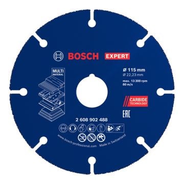 Bosch EXPERT Multi Material Carbide 115 x 22.23mm Cutting Disc 2608902488