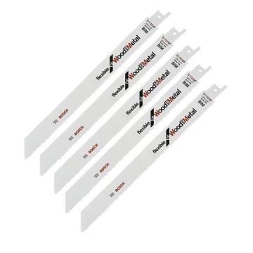 Bosch S1122VF BIM Flexible Wood & Metal Reciprocating Saw Blades x5 2608654981