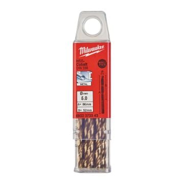Milwaukee 4932373343 Metal Drill HSSCo D338 5.0mm Drill Bit x10 Pcs