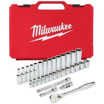 Milwaukee 3/8" Drive Socket and Ratchet Set 4932464945