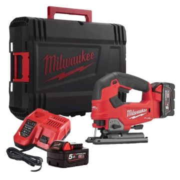 Milwaukee M18 FUEL FJS-502X 18v Cordless Brushless Top Handle Jigsaw Inc 2x 5.0Ah Batts