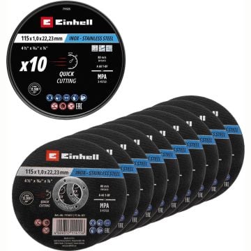 Einhell 49711525 115 x 1mm Metal Cutting Disc Set x10 Pcs