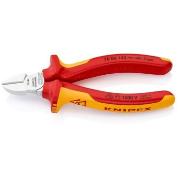 KNIPEX 70 06 140 Diagonal Cutter Insulated With Multi-Component Grips VDE-Tested 140 mm