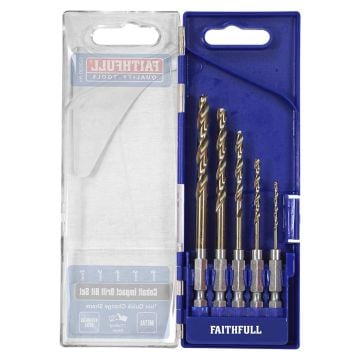 Faithfull FAIQCSET5 HSSE M35 Cobalt Impact Drill Bit Set x5 Pcs