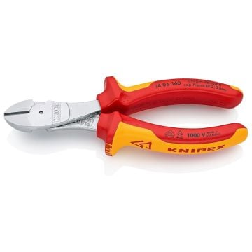 KNIPEX 74 06 160 High Leverage Diagonal Cutter With Multi-Component Grips VDE-Tested 160 mm