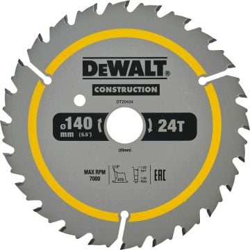 DeWalt DT20434-QZ Construction 140mm x 20mm 24T Circular Saw Blade