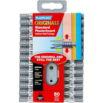 Plasplugs SCF552 Original Plasterboard Hollow Wall Plug Fixings x50 Pcs