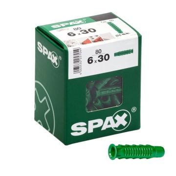 Spax Type-SD 6.0 x 30mm Expansion Green Wall Plugs x80 Pcs