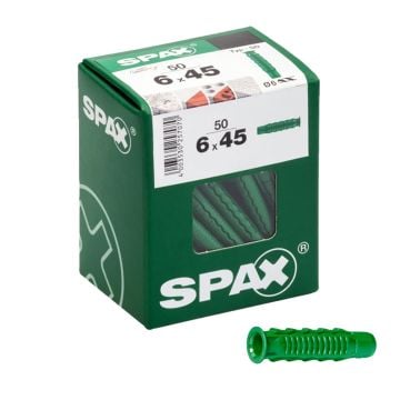 Spax Type-SD 6.0 x 45mm Expansion Green Wall Plugs x50 Pcs