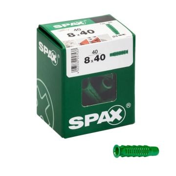Spax Type-SD 8.0 x 40mm Expansion Green Wall Plugs x40 Pcs