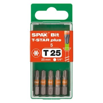 Spax T25 T-Star Plus 25mm Driver Bits x5 Pcs
