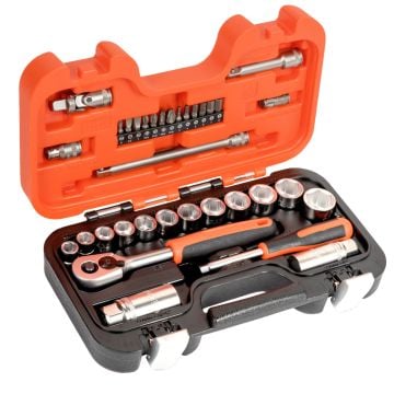 Bahco S330 1/4" & 3/8" Drive Ratchet & Socket Set x34 Pcs