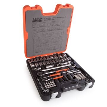 Bahco S800 1/4" & 1/2" Drive Ratchet and Socket Set 77 Pcs
