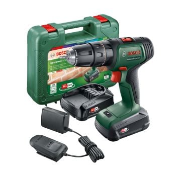 Bosch Green Universal Impact 18v Cordless Combi Drill Inc 2x 2.0Ah Batts 06039D4172