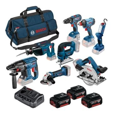 Bosch Professional 18v 8 Piece Cordless Tool Kit Inc 3x 4.0Ah Batts 0615990K9G