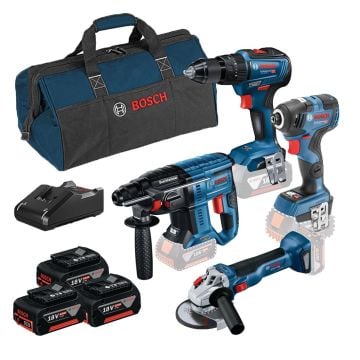 Bosch Professional 18v 4 Piece Cordless Tool Kit Inc 3x 4.0Ah Batts 0615990M2B