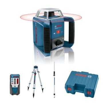 Bosch Professional GRL 400 H Rotation Laser Measuring Tool Inc LR1 Receiver, BT 170 HD Tripod & GR 240 Rod