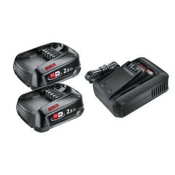 Bosch Green 18v 2.5Ah Lithium-Ion Battery Power4All Twin Pack + AL 18V-44 Charger