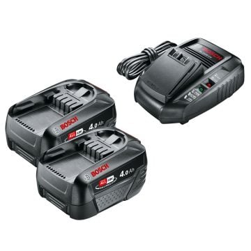 Bosch Green 18v 4.0Ah Lithium-Ion Battery Power4All Twin Pack + AL 1830 CV Charger