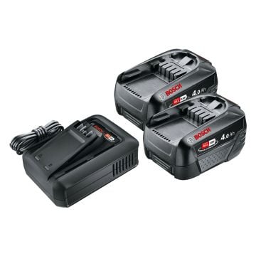 Bosch Green 18v Power4All Battery Charger Kit Inc 2x 4.0Ah Batts & 1x AL 18V-44 Charger