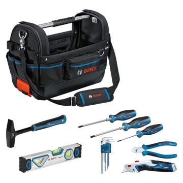 Bosch Professional GWT 20 Open Tool Bag L-Boxx & Hand Tools Set x8 Pcs 1600A02H5B