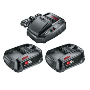 Bosch Green 18v 1.5Ah Lithium-Ion Battery Power4All Twin Pack With AL 1830 CV Charger