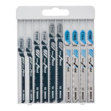 Bosch Basic Jigsaw Blade Set For Wood & Metal x10 Pcs 2607010630