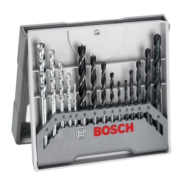 Bosch Metal, Wood & Masonry Mixed Drill Bit Set x15 Pcs 2607017038