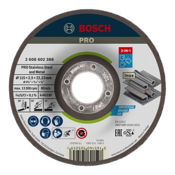 Bosch PRO 3-In-1 Cut Grind Finish Grinding Disc 115mm 2608602388