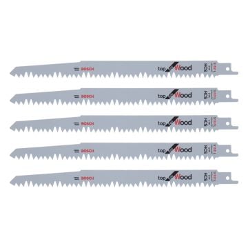 Bosch S1531L HCS 240mm Reciprocating Saw Blades Top For Wood x5 2608650676