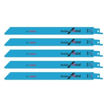 Bosch S1122BF BIM 225mm Flexible Reciprocating Saw Blades For Metal x5 2608656019