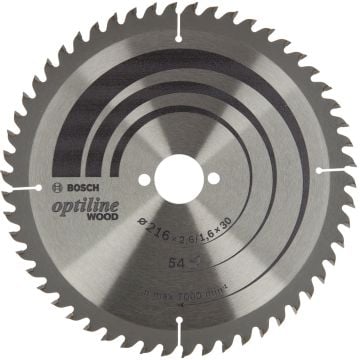 Bosch Optiline Circular Saw Blade For Wood 216 x 2.6 / 1.6 x 30 mm x 54T