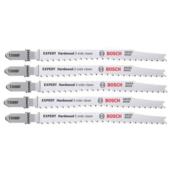 Bosch Expert T308BF BIM Hardwood 2-Side Clean Jigsaw Blades x5 2608900544