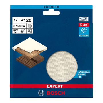Bosch Expert M480 Random Orbit Sanding Disc Net For Wood & Paint 120G 150mm x5 Pcs 2608900691