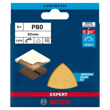 Bosch Expert C470 Delta Sanding Sheets 80G 93mm For Wood & Paint x5 Pcs