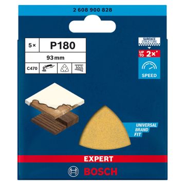 Bosch Expert C470 Delta Sanding Sheets 180G 93mm For Wood & Paint x5 Pcs
