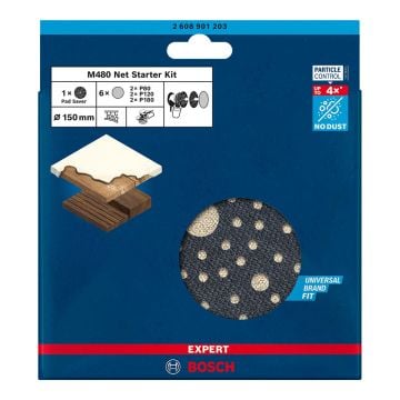 Bosch Expert M480 Random Orbit Sanding Net & Backing Starter Kit 150mm x7 Pcs 2608901203