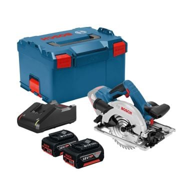 Bosch Professional GKS 18V-57 G 165mm Guide Rail Compatible Circular Saw Inc 2x 4.0Ah Batts