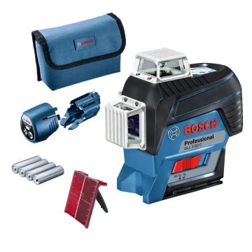 Bosch Professional GLL 3-80 C 10.8v / 12v Self-Levelling Multi Line Laser Measuring Tool Inc 4x AA Batts